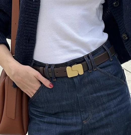 法式极简金扣皮带  soeur三标齐  小牛皮腰带 商品图0