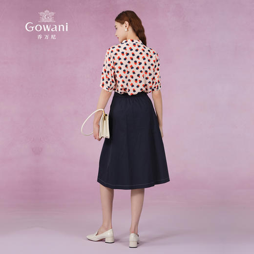 乔万尼夏季新款印花真丝衬衫短袖衬衣女宽松显瘦桑蚕丝上衣ES2C147 商品图4