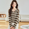 CC-22-2540慵懒风条纹连帽薄款针织衫卫衣女春秋2025新款好看宽松短款上衣 商品缩略图1