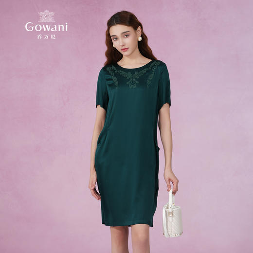 乔万尼夏季时尚桑蚕丝气质宽松中长款真丝连衣裙EN2E541 商品图1