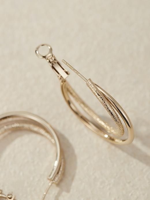 Oflye潮流饰品  简约冷淡风双圈大耳环女新款气质高级设计感时尚百搭耳钉耳饰 商品图5
