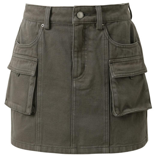 三彩2025夏季新款工装牛仔裙口袋半身裙休闲短裙休闲时尚M 商品图4