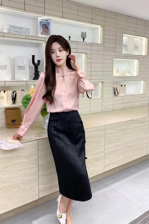 Le Malene 粉色新中式国风提花盘扣上衣 20157 商品图6