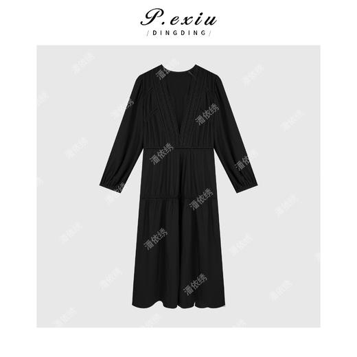 04-3潘依绣丁丁宠粉潘依绣丁丁法式V领拼接镂空高级感气质连衣裙 W-62947 商品图1