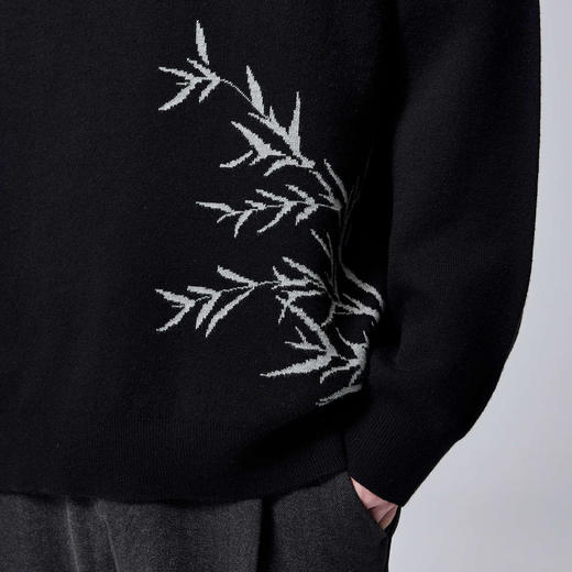 墨麦客男装2024秋冬季新款提花圆领毛衣男士自发热加厚针织衫外套 商品图3