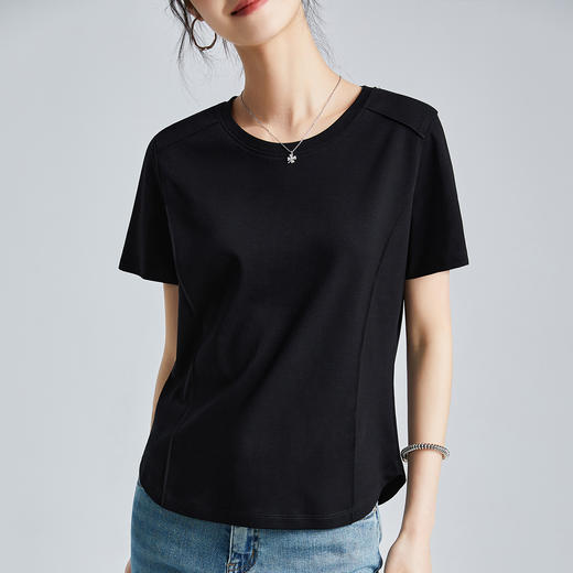 【119元2件】【商城大牌品质】80S液氨丝光棉短袖 凉感新疆棉圆领T恤 商品图2