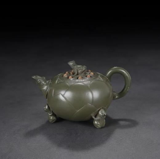 JS（任亿果）茶壶宜兴紫砂壶顾景舟三足鼎立青蛙莲子壶400ml 商品图0