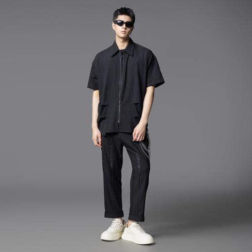 PINLI品立2025夏季新款男士拼接设计感九分裤潮牌百搭宽松休闲裤B252117041 商品图4