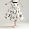 垂感印花雪纺裙中长款洋气休闲大摆裙2025年夏款松紧腰时尚半身裙YGLR-2955-L 商品缩略图1