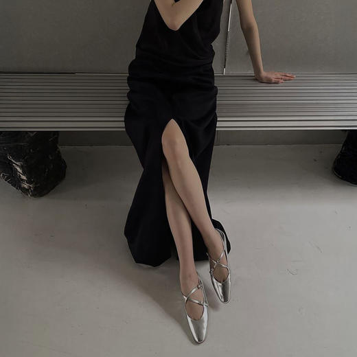 ROAADN 复古法式杏仁头羊皮交叉带内增高玛丽珍女鞋 511 商品图5