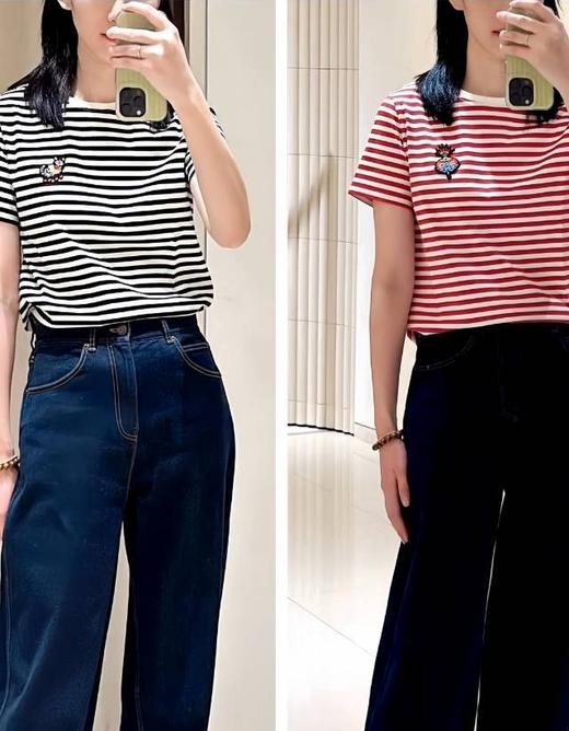 小禾原版原装福寿多条纹短袖T买一送一 商品图0