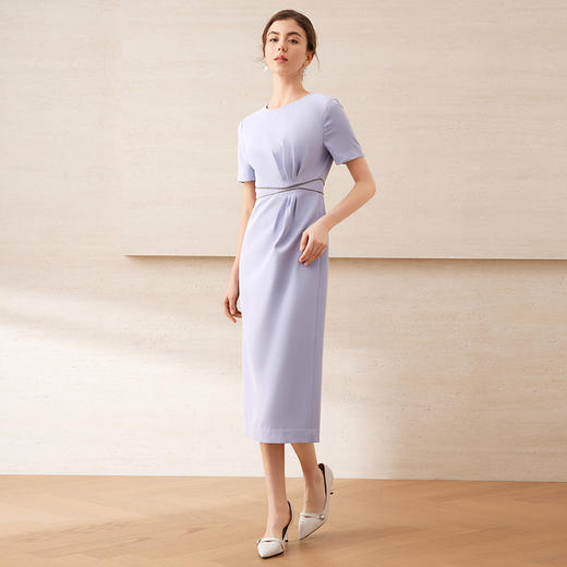 【气质钻链极简连衣裙】EITIE爱特爱优雅通勤收腰显瘦夏新款B2507676 商品图14