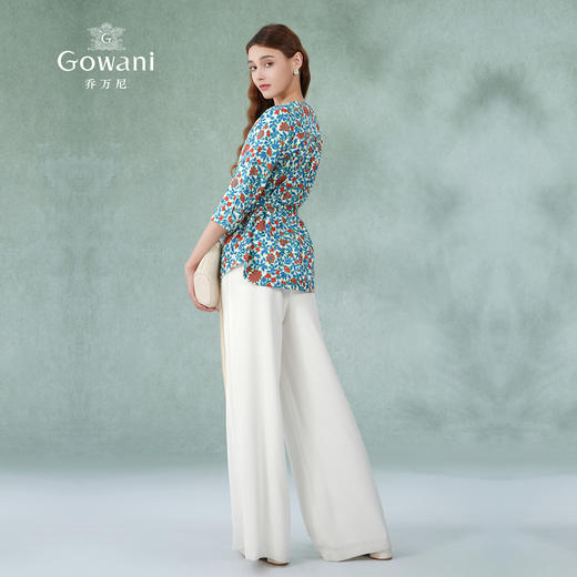 乔万尼夏季真丝衬衫设计感小众七分袖印花上衣女ES2C112 商品图4