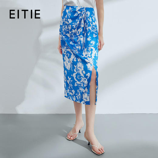 EITIE爱特爱夏季新款优雅时尚高腰百搭印花半身裙7806504 商品图0