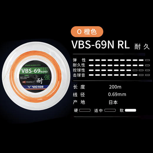 威克多VICTOR大盘羽毛球线VBS-69N RL高弹耐久进攻VBS-68P RL控制羽线大盘羽毛球线 商品图3