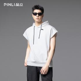 PINLI品立2025夏季新款男士连帽无袖背心美式潮牌宽松休闲上衣GD252114305