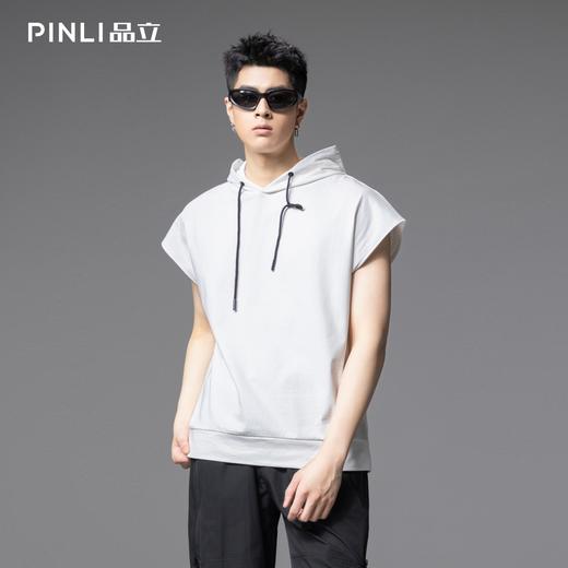 PINLI品立2025夏季新款男士连帽无袖背心美式潮牌宽松休闲上衣GD252114305 商品图0