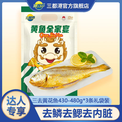 三都港三去黄花鱼1300g（约430-480g*3条）宁德正宗大黄鱼新鲜 商品图0