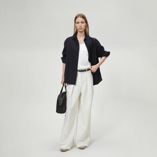 ROMI STUDIO“率性优雅"棉麻混纺简约利落宽松直筒休闲裤 24SSK431(现货) 商品图0