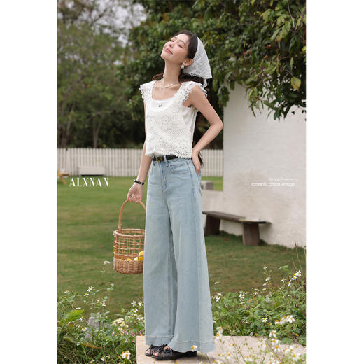 鹿向南「云水谣」米白色法式气质修身蕾丝假两件女背心2025夏新款 商品图4