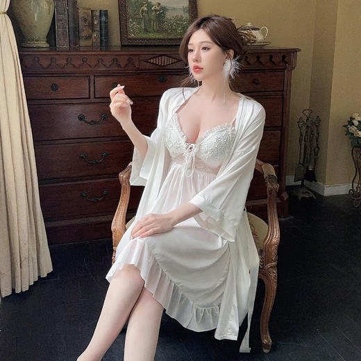 【GZ】无忧购仙女风春夏睡衣甜美性感带胸垫吊带睡裙3585(截单后7天发货) 商品图8