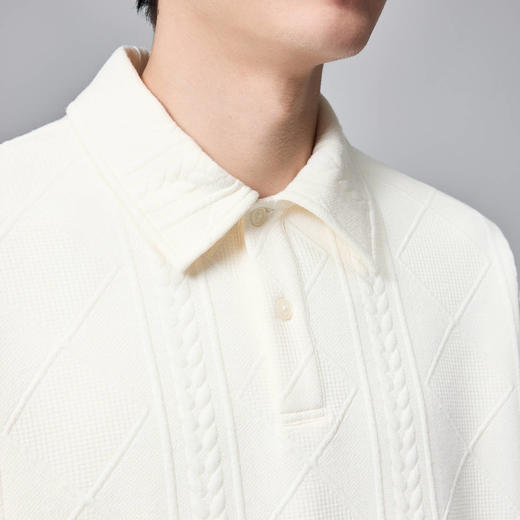 墨麦客男装纯色翻领卫衣男士2025春季新款麦穗格纹休闲上衣男潮 商品图2