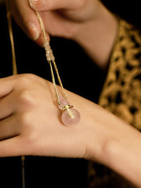 MELI&MOLI |芙蓉石葫芦形吊坠粉晶点缀项链—五行之火