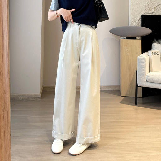 2025雅痞中古休闲裤！ 天丝棉卷边工装裤气质直筒西装裤遮肉长裤！ 商品图6
