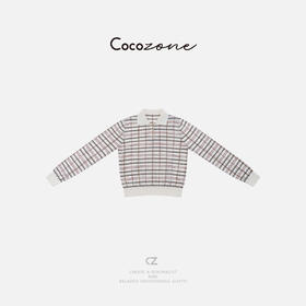 COCO ZONE 刘一一 2025新款格子撞色polo领套头针织衫CD1A0662