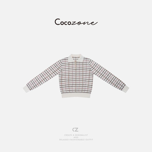 COCO ZONE 刘一一 2025新款格子撞色polo领套头针织衫CD1A0662 商品图0