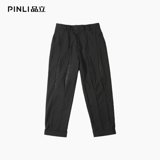 PINLI品立2025夏季新款男士拼接设计感九分裤潮牌百搭宽松休闲裤B252117041 商品图3
