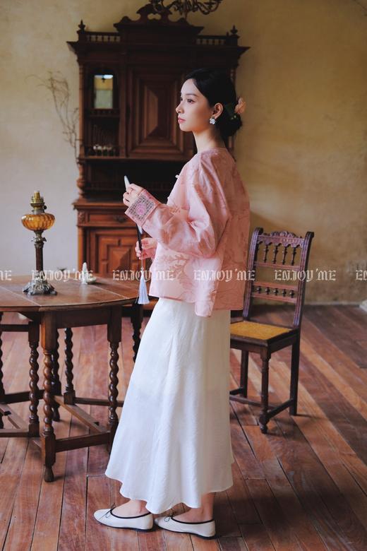 【门店同款】ENJOY夏季云敛-春光推盏粉绿繁枝中式外套 161922891 商品图11
