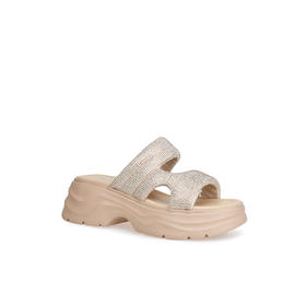 豪麟名鞋奥莱迪嘉女鞋凉拖织物DJHJO51WL201杏色  原价1660元