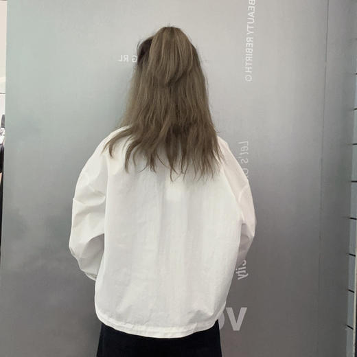 N下摆设计拼色织带长袖衬衫41227 春季 582911100456 商品图1