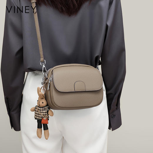 牛皮斜跨包 | VINEY 2025新款女包小圆包轻奢小众高级感小包 商品图0