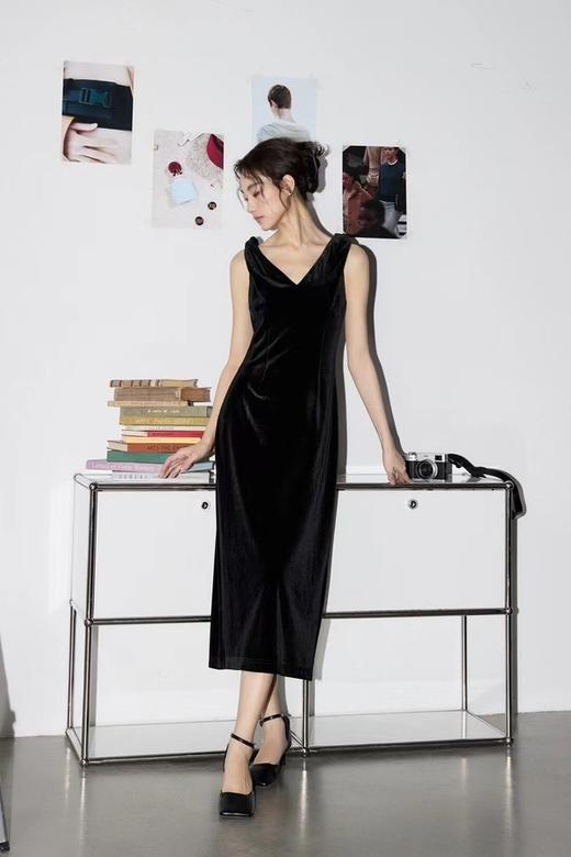 Kai & Kiera 黑色丝绒V领礼服连衣裙 20115 商品图3