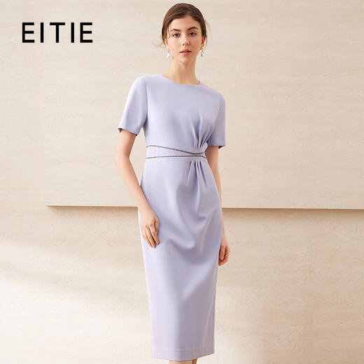 【气质钻链极简连衣裙】EITIE爱特爱优雅通勤收腰显瘦夏新款B2507676 商品图3