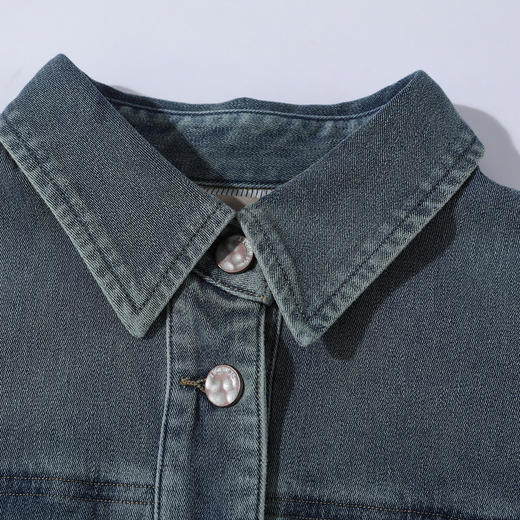 谜底连衣裙短袖2025夏新品复古风通勤牛仔裙合身X型长裙252ML0534 商品图3