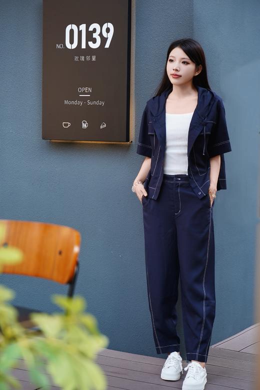 热销现货 安诺9【5.4%莱赛尔4.6%亚麻】撞色明线连帽外套LXWG2044 商品图5