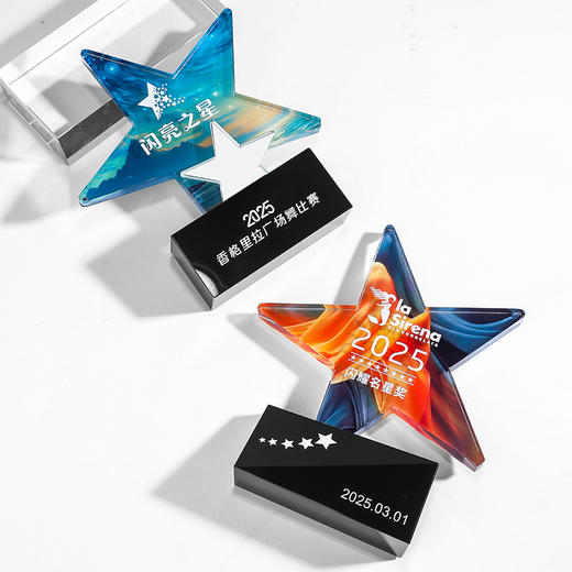 水晶奖杯定制创意五角星金属狼鹿展翅奖牌年会优秀员工销售冠军 商品图9