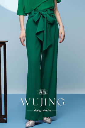 3205114 浮岚暖翠 进口纹理蜂窝缎裤子 雾境