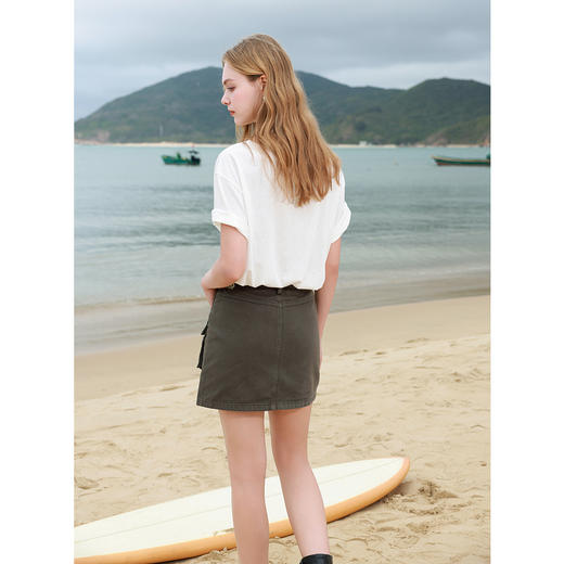 三彩2025夏季新款工装牛仔裙口袋半身裙休闲短裙休闲时尚M 商品图3