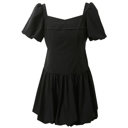 三彩2025夏季新款花苞连衣裙法式方领泡泡袖A字裙短裙显瘦M 商品图4