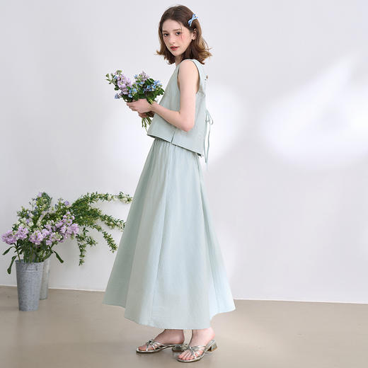 法式文艺风套装女春夏设计感后背绑带马甲搭半裙两件套V0050630 商品图1