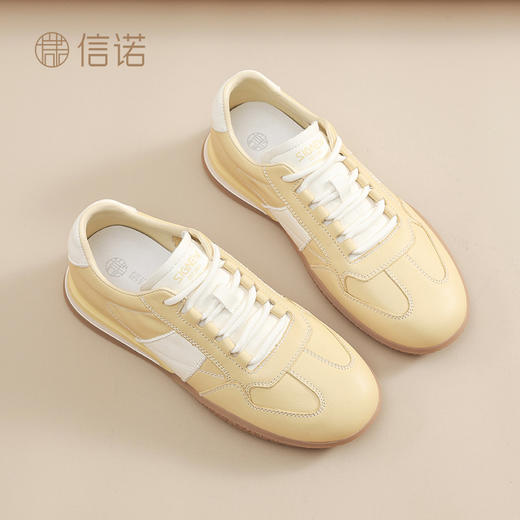 信诺真皮平底运动休闲鞋女款2025春季新款软底阿甘鞋时尚百搭板鞋X5C005-52 商品图2