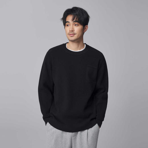 墨麦客男装2024年秋季新款加厚圆领毛衣男士肌理针织打底衫外套男 商品图0