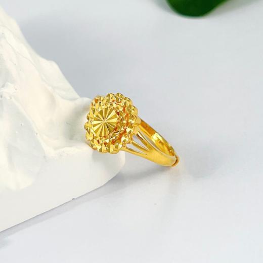 【定价黄金】【限时7.5折】足金999 (足金999字印)5G黄金仿钻戒车花椭圆形活口女戒(5GJZ00307)（预售产品下单后不退款不退货不换货不补差价）（预售产品下单后不退款不退货不换货不补差价） 商品图0