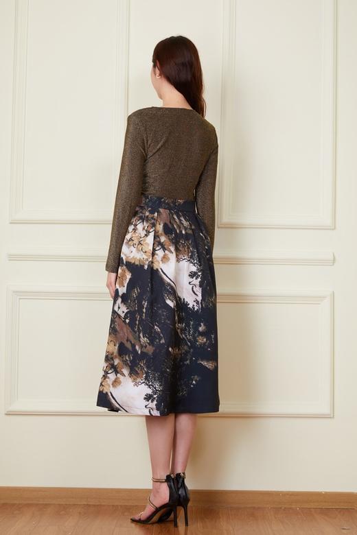 ELLA JADE 高端优雅V领弹力印花半裙套装 20036 商品图4