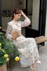 Le Malene 水墨花卉印花镂空盘扣长款连衣裙 20040 商品缩略图0