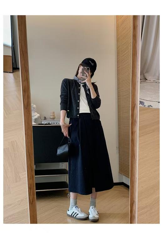 折纸裙jin口抗皱超态棉不对称对褶裥A字裙高腰半身裙 商品图2